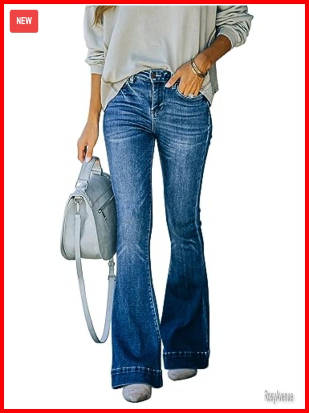 High Waisted Flare Bell Bottom Jeans Stretchy Denim Pants
